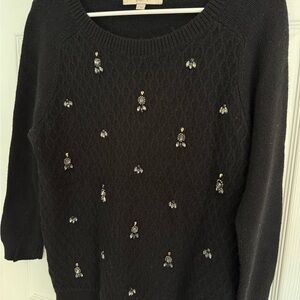 LOFT Black Sweater with Embellishments